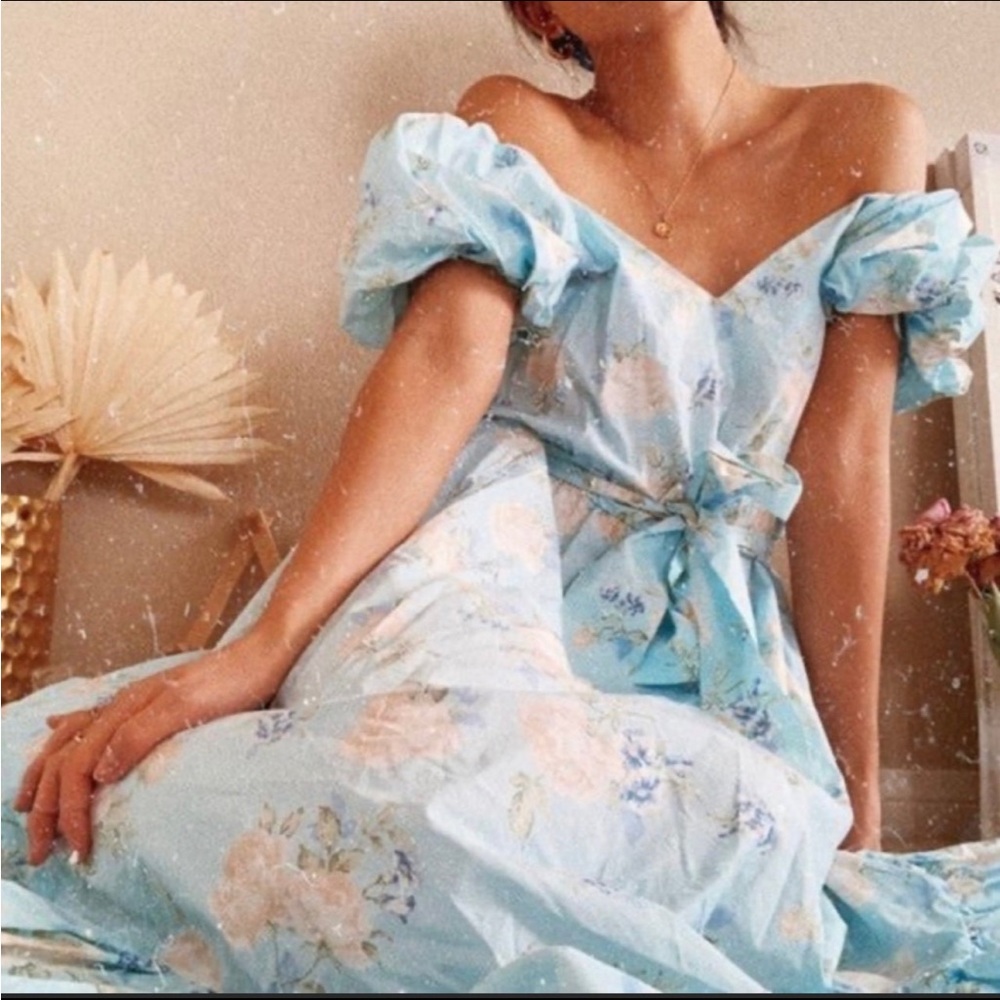 Loveshackfancy x target blue estelle midi dress sz 2